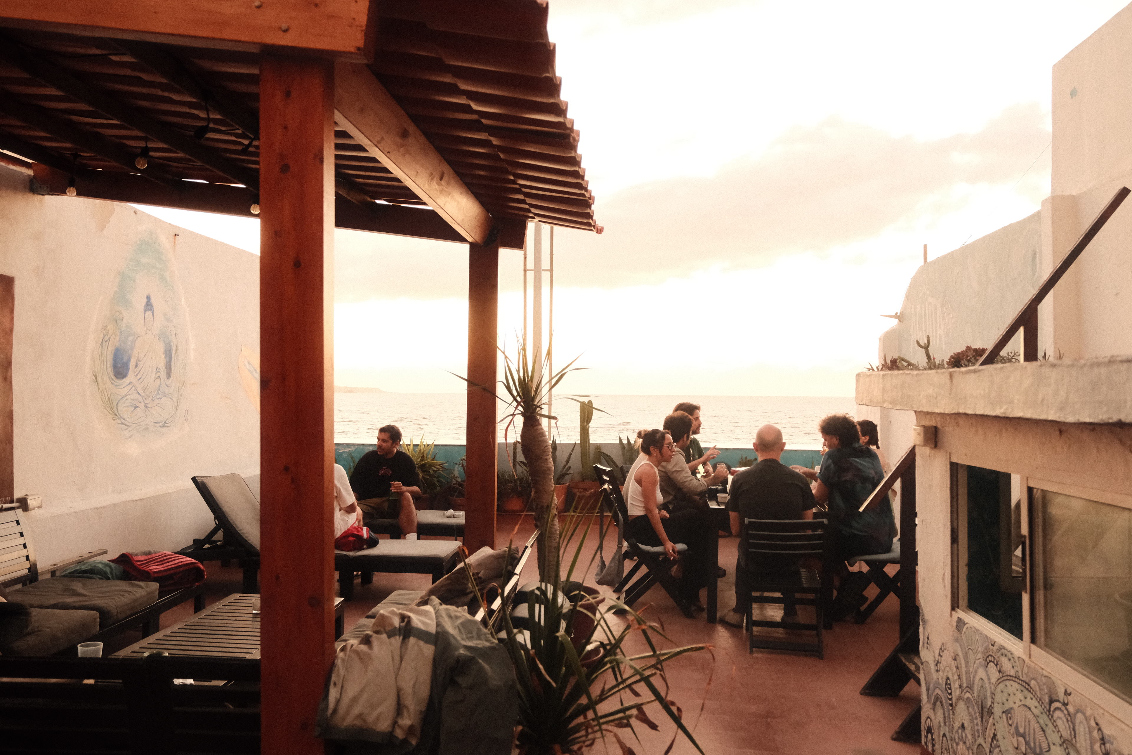 Agüita House rooftop at sunset